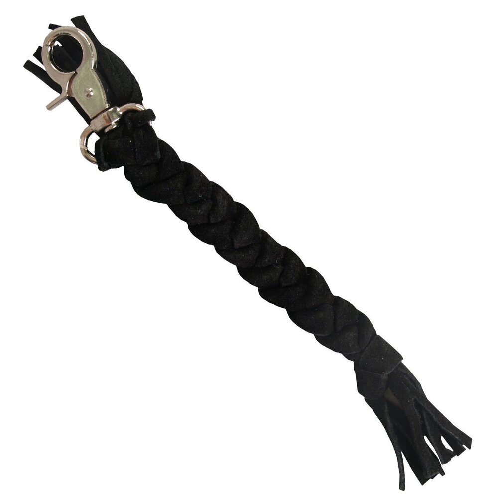 5973 KCW1011 Black 9" Leather Suede Braided Keychain